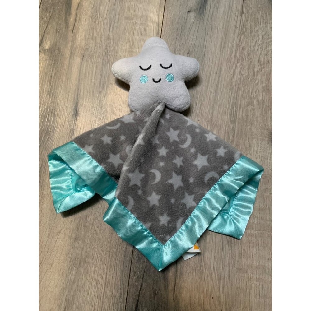 Parents Choice Star Lovey Security Blanket Teal Green White